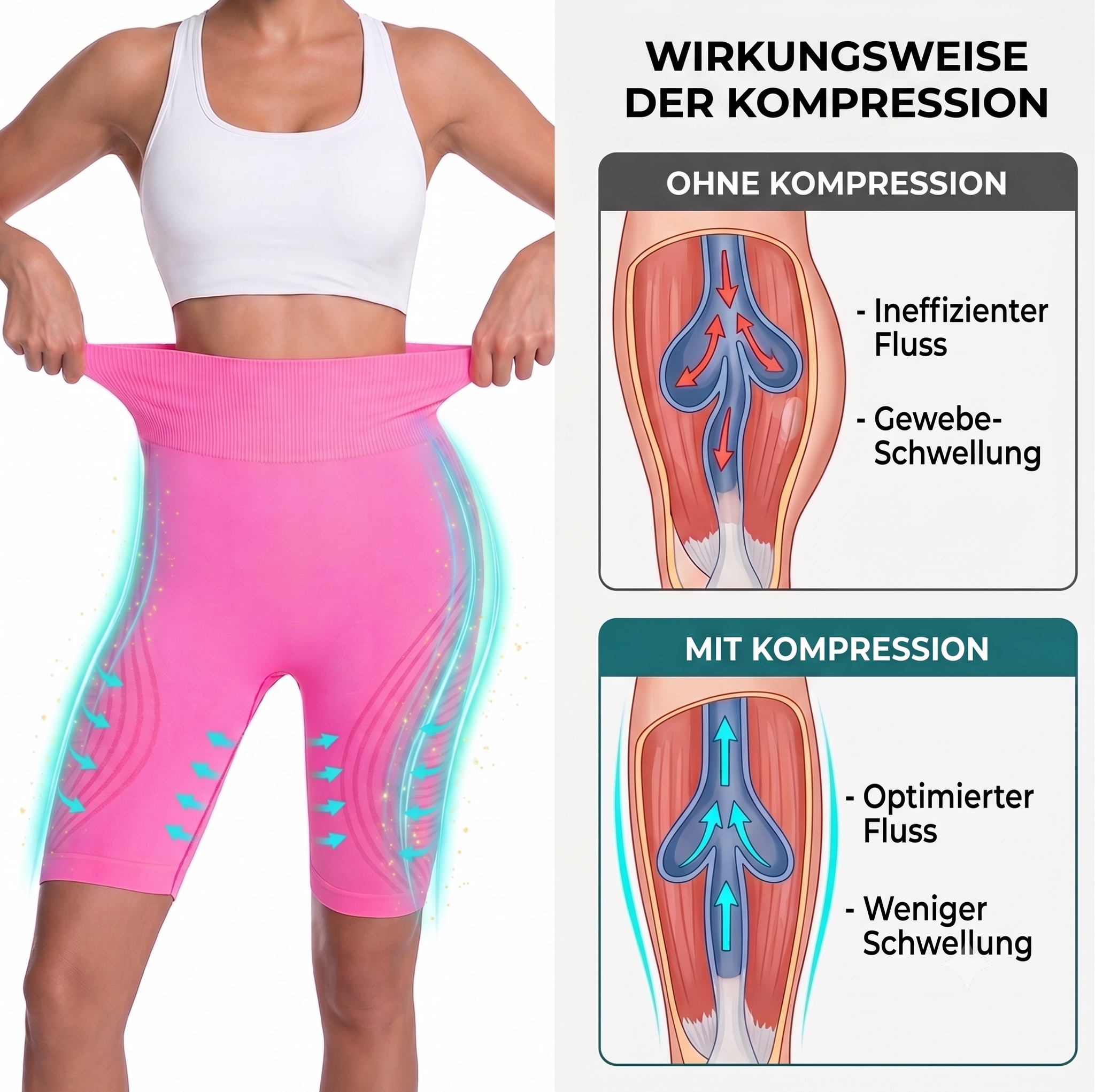 VenaMed Shorts - Kurze Kompressionsleggings I Erleichterung bei Venenbeschwerden & schweren Beinen