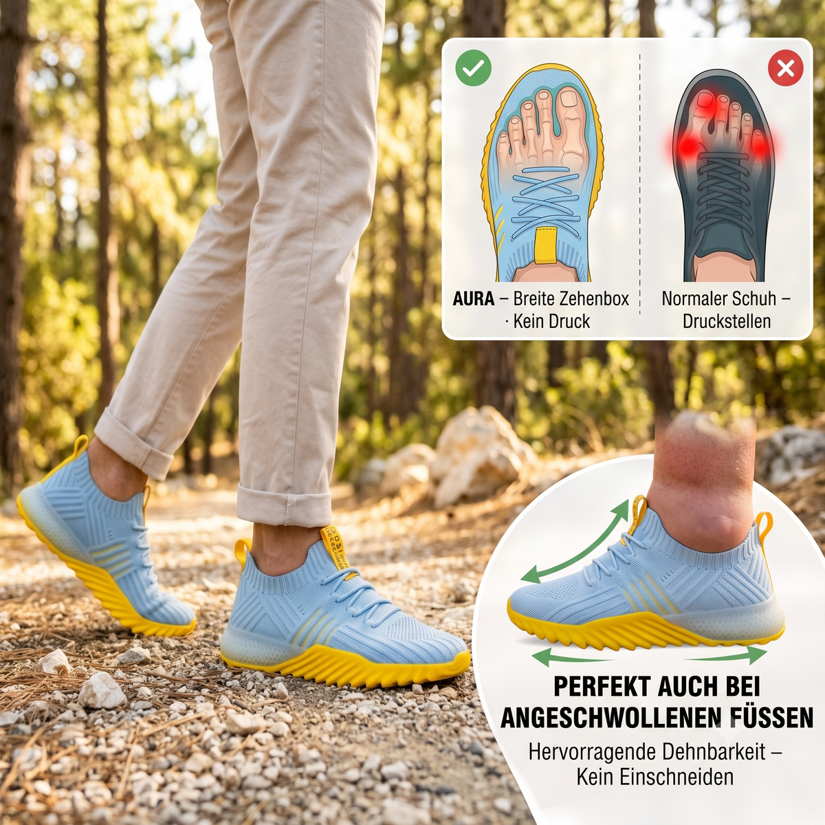 AURA - Leichte Sommer-Sneaker für schmerzfreies Gehen