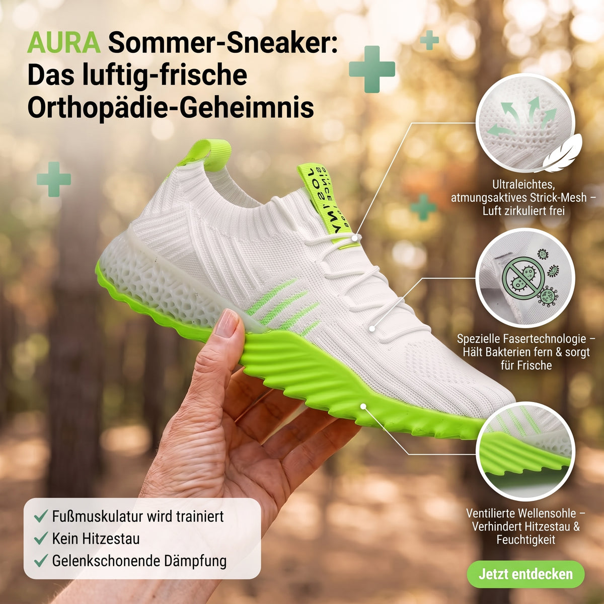 AURA - Leichte Sommer-Sneaker für schmerzfreies Gehen