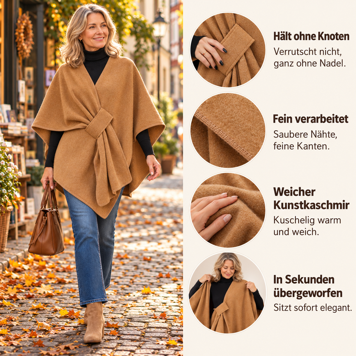 CozyCape – Wärmender Schal-Poncho mit eleganter Steckschlaufe
