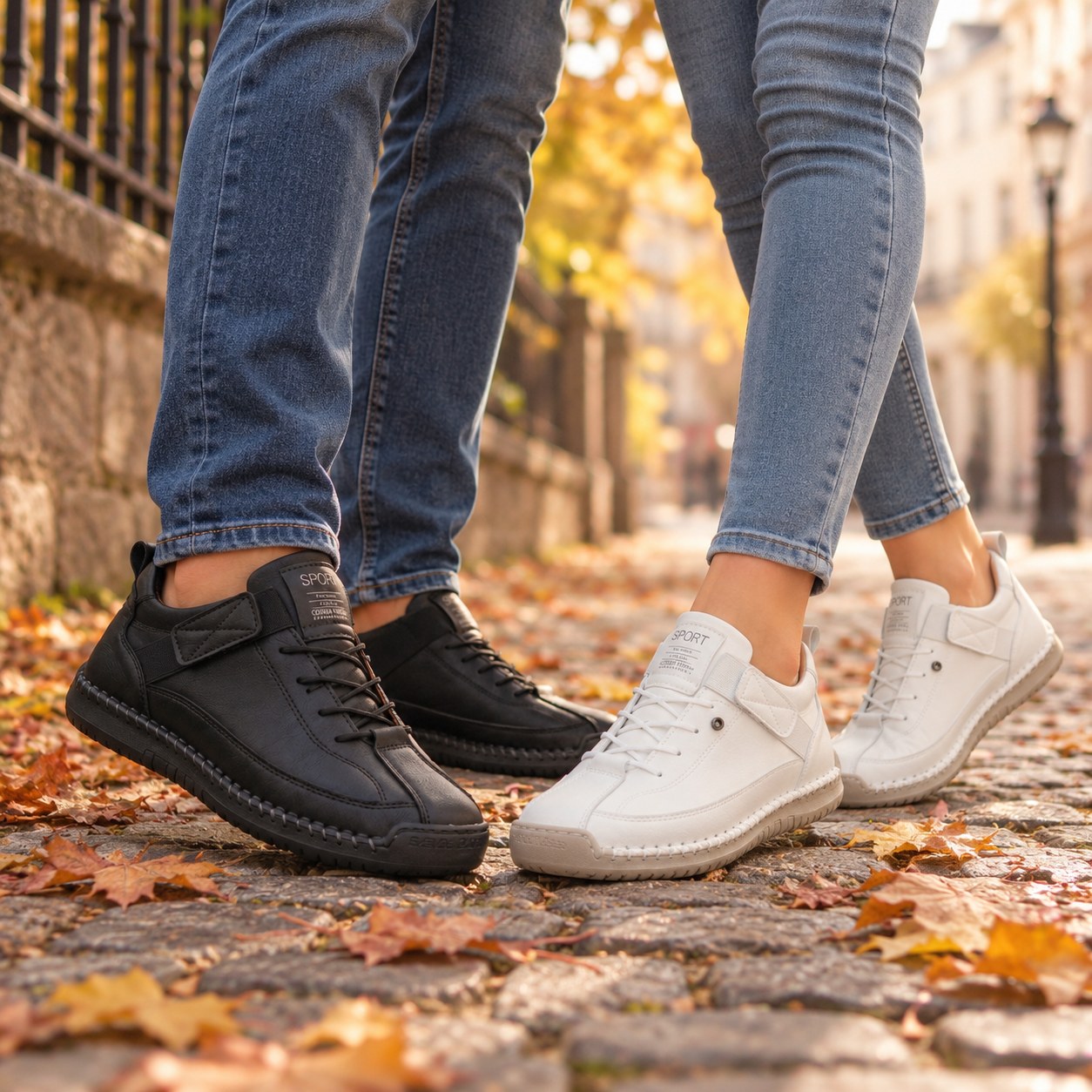 MAYA in Schwarz und Weiß, ein Paar beim Spaziergang im Herbst