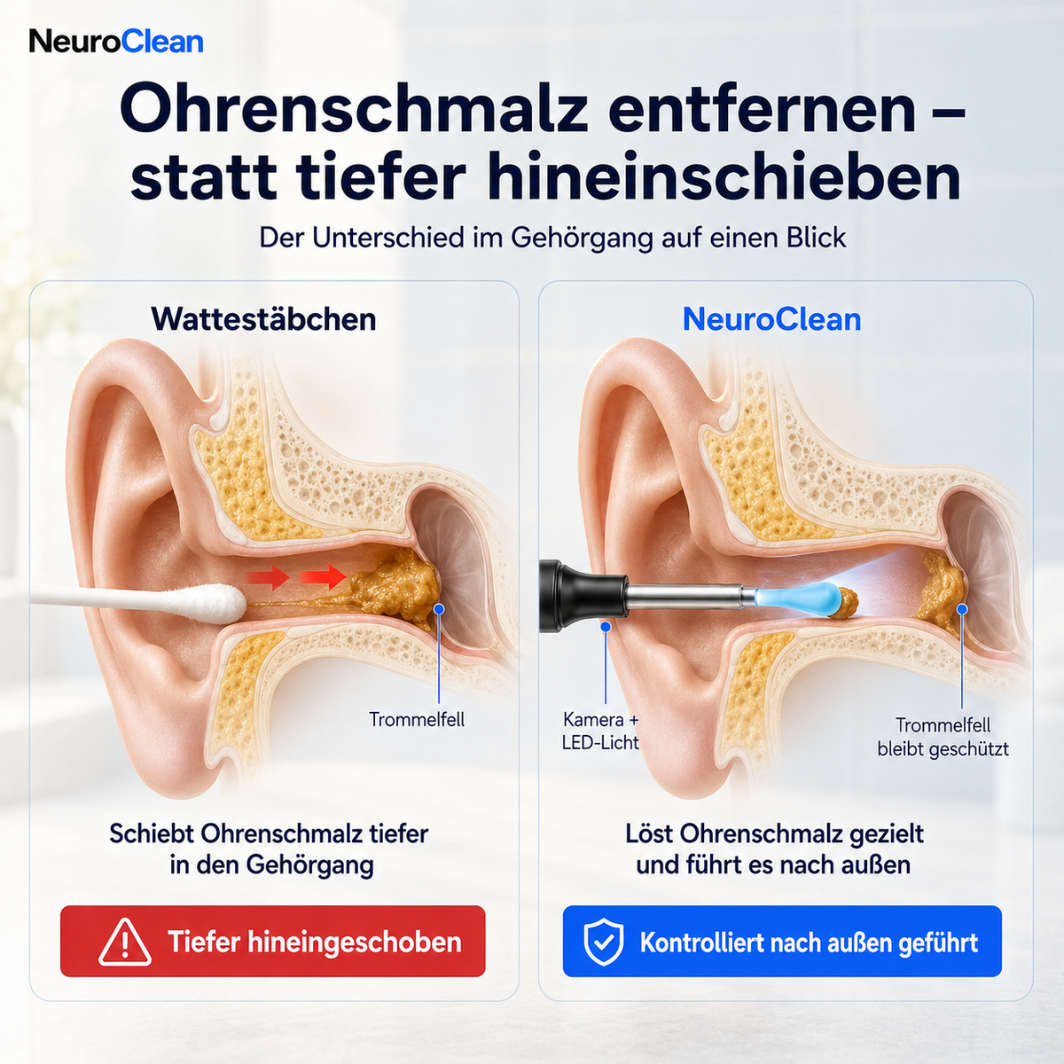 NeuroClear - Professionelles Ohrenreinigungssystem für Zuhause I Sauberes Ohr in 5 Minuten